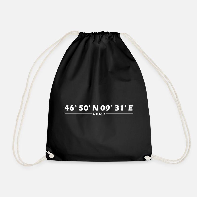 Chur coordinates - Drawstring Bag - black