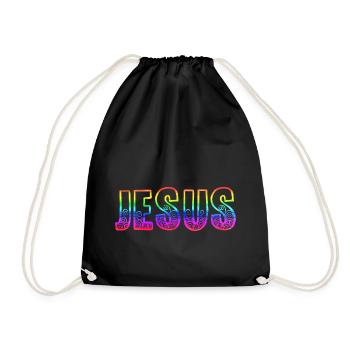 jesus rs regenbogen - Turnbeutel - Schwarz - Vorne
