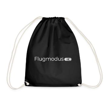 Flugmodus an. – Minimalistisches Design in Weiß - Turnbeutel - Schwarz - Vorne