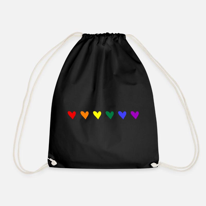 LGBTQ Regenbogen Herzen CSD Gay Pride - Turnbeutel - Schwarz