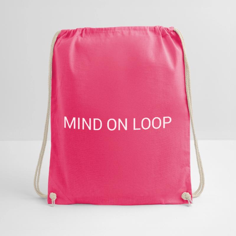 Mind on Loop – Minimal Overthinking Text Design Drawstring Bag