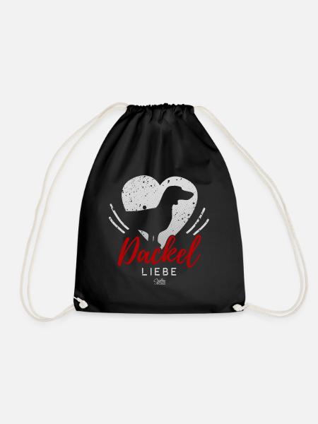 Dackel Liebe mit Herz - Turnbeutel - Schwarz