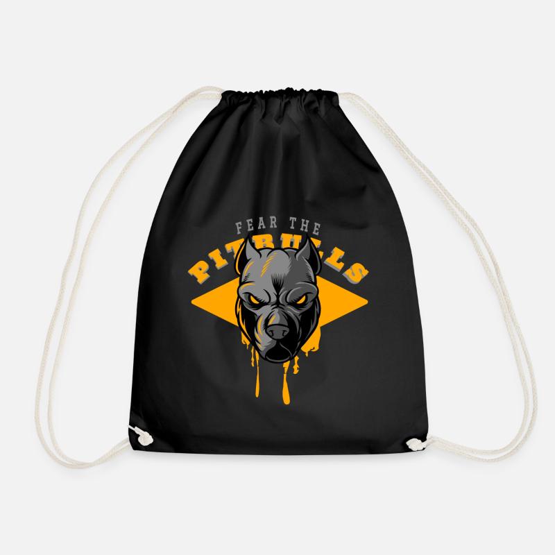 Pitbull head pit bulls - Drawstring Bag - black