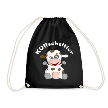 Vache en peluche = KUHscheltier - Sac de sport léger - noir - Devant