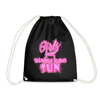 Girls have Sun (Schriftzug) 02 - Turnbeutel - Schwarz - Vorne