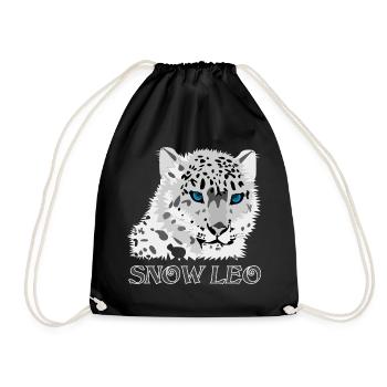 Snow Leopard Big Cat - Drawstring Bag - black - Front