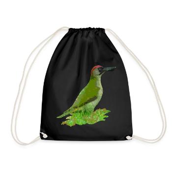 woodpecker - Drawstring Bag - black - Front