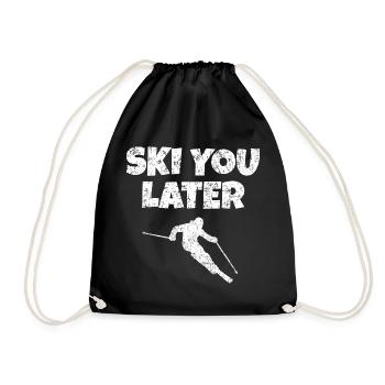 Ski you later (Vintage/Weiß) Apres-Ski Skifahrer - Turnbeutel - Schwarz - Vorne