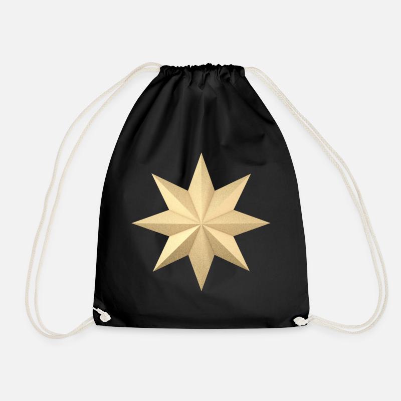 3d christmas star - Drawstring Bag - black