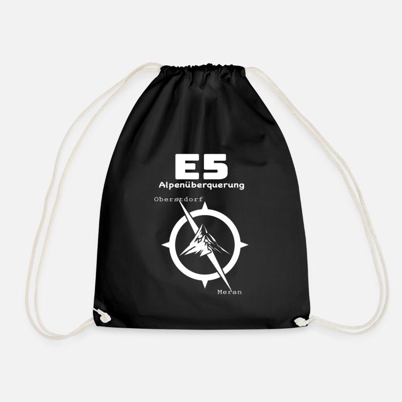 E5 Alpenüberquerung - Turnbeutel - Schwarz