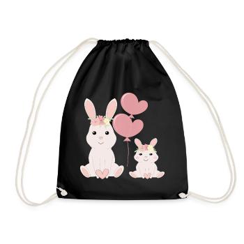 Cute bunnies bright - Drawstring Bag - black - Front