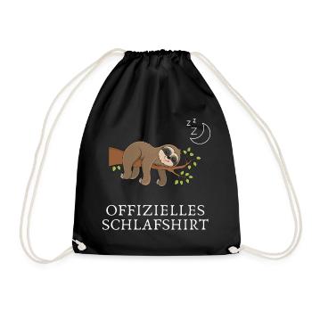 Offizielles Schlafshirt Faultier müde Schlafen - Turnbeutel - Schwarz - Vorne