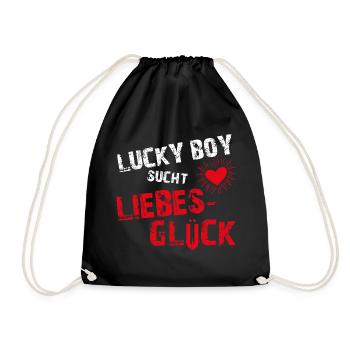 Lucky Boy sucht Liebesglueck - Turnbeutel - Schwarz - Vorne