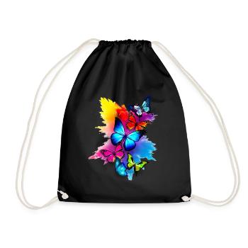 Butterfly Splash Colorful - Drawstring Bag - black - Front