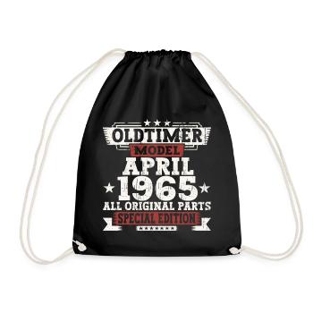 Oldtimer April 1965 58th Birthday Gift Men - Drawstring Bag - black - Front