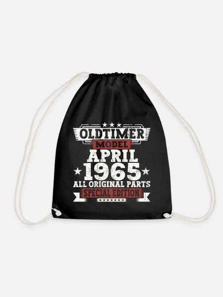 Oldtimer April 1965 58. Geburtstag Geschenk Herren - Turnbeutel - Schwarz