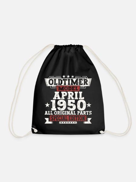 Oldtimer April 1950 Geburtstag Geschenk Herren - Turnbeutel - Schwarz