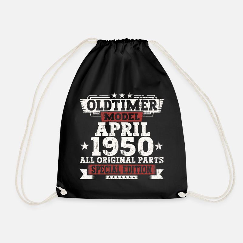 Oldtimer April 1950 Geburtstag Geschenk Herren - Turnbeutel - Schwarz