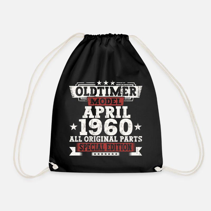 Oldtimer April 1960 63. Geburtstag Geschenk Herren - Turnbeutel - Schwarz
