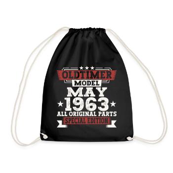 Oldtimer May 1963 Birthday Gift Men - Drawstring Bag - black - Front