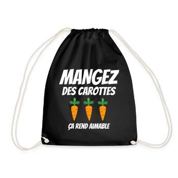 mangez des carottes, aimable - Sac de sport léger - noir - Devant