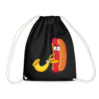 Saxophonist Saxophone Wurst Music Musician - Drawstring Bag - black - Front