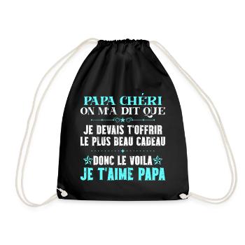 Voilà le plus beau cadeau papa chéri je t'aime - Sac de sport léger - noir - Devant