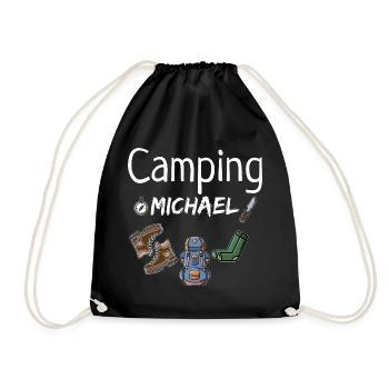 Camping Michael Camper Geschenk - Turnbeutel - Schwarz - Vorne