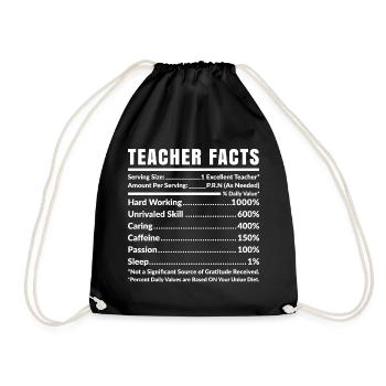 Fakten zum Lehrer - Turnbeutel - Schwarz - Vorne