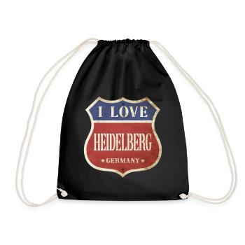 Heidelberg Deutschland Stadt I Love Vintage Retro - Turnbeutel - Schwarz - Vorne