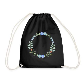 Flower wreath - Drawstring Bag - black - Front