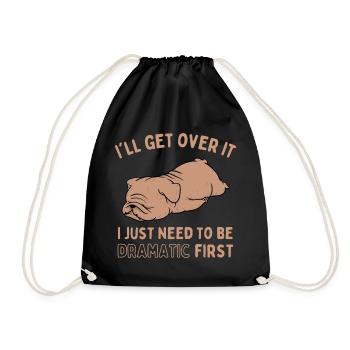 Tired Lazy Bulldog Funny Saying - Drawstring Bag - black - Front