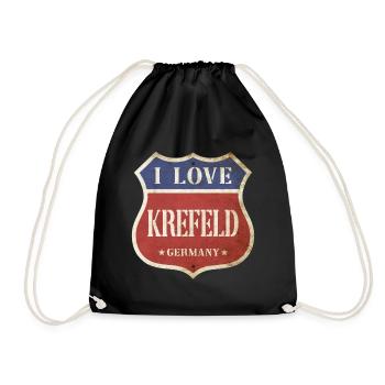 Krefeld Germany City I Love Vintage Retro - Drawstring Bag - black - Front