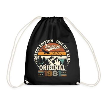 Original vintage 1981 41st birthday gift - Drawstring Bag - black - Front