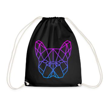 Geometrischer Bulldog Neon Gradient - Turnbeutel - Schwarz - Vorne