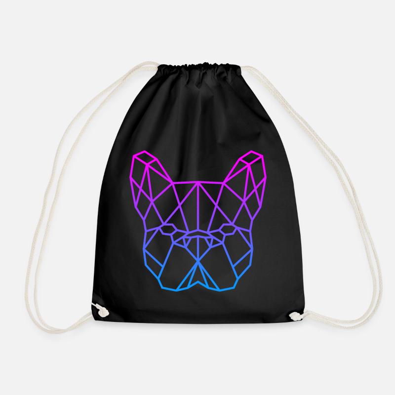 Geometrischer Bulldog Neon Gradient - Turnbeutel - Schwarz
