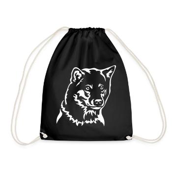 Shiba Kopf "Black Edition" - Turnbeutel - Schwarz - Vorne