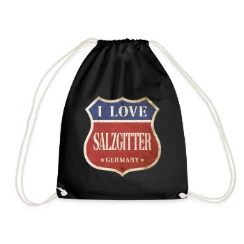 Salzgitter Germany City I Love Vintage Retro - Drawstring Bag - black - Front