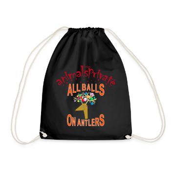 all balls on antlers - Turnbeutel - Schwarz - Vorne