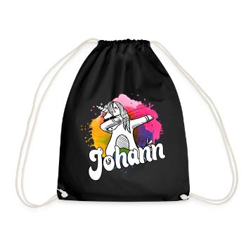 JOHANN - Beau nom de garçon avec une licorne cool - Sac de sport léger - noir - Devant