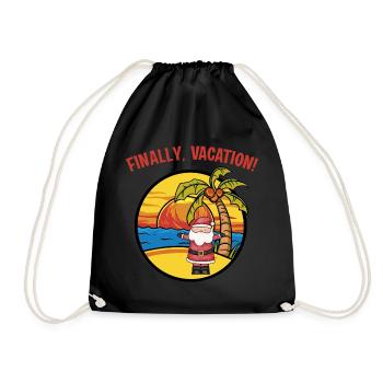 Santa Claus Holiday Nikolaus Finally Vacation - Drawstring Bag - black - Front