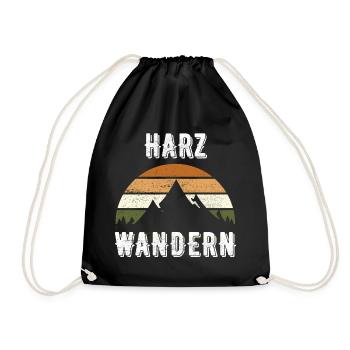 Harz Natur wandern Berge Geschenkidee - Turnbeutel - Schwarz - Vorne
