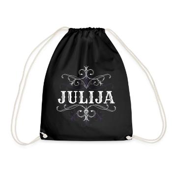 Julija Name Vorname Personalisiert - Turnbeutel - Schwarz - Vorne