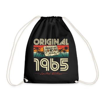 Original 1965 Vintage Jahrgang Retro Geburtstag - Turnbeutel - Schwarz - Vorne