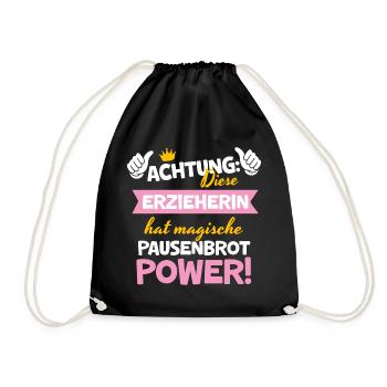 Erzieherin Weihnachten Magische Pausenbrot Power - Turnbeutel - Schwarz - Vorne