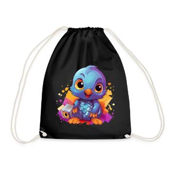 Pigeon bird colorful - Drawstring Bag - black - Front