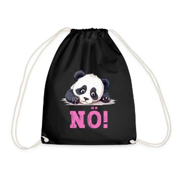 Nö Einfach Nö No Nein Panda Bär Lustig Spruch Pink - Turnbeutel - Schwarz - Vorne