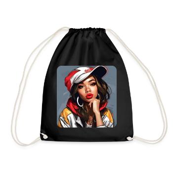 Cooles Girl Graffiti Hip Hop Rap Skater Musik - Turnbeutel - Schwarz - Vorne