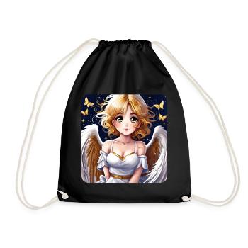 Cute little angel with butterflies - Drawstring Bag - black - Front