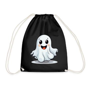 Geist Gespenst Halloween Süß Niedlich Kostüm - Turnbeutel - Schwarz - Vorne